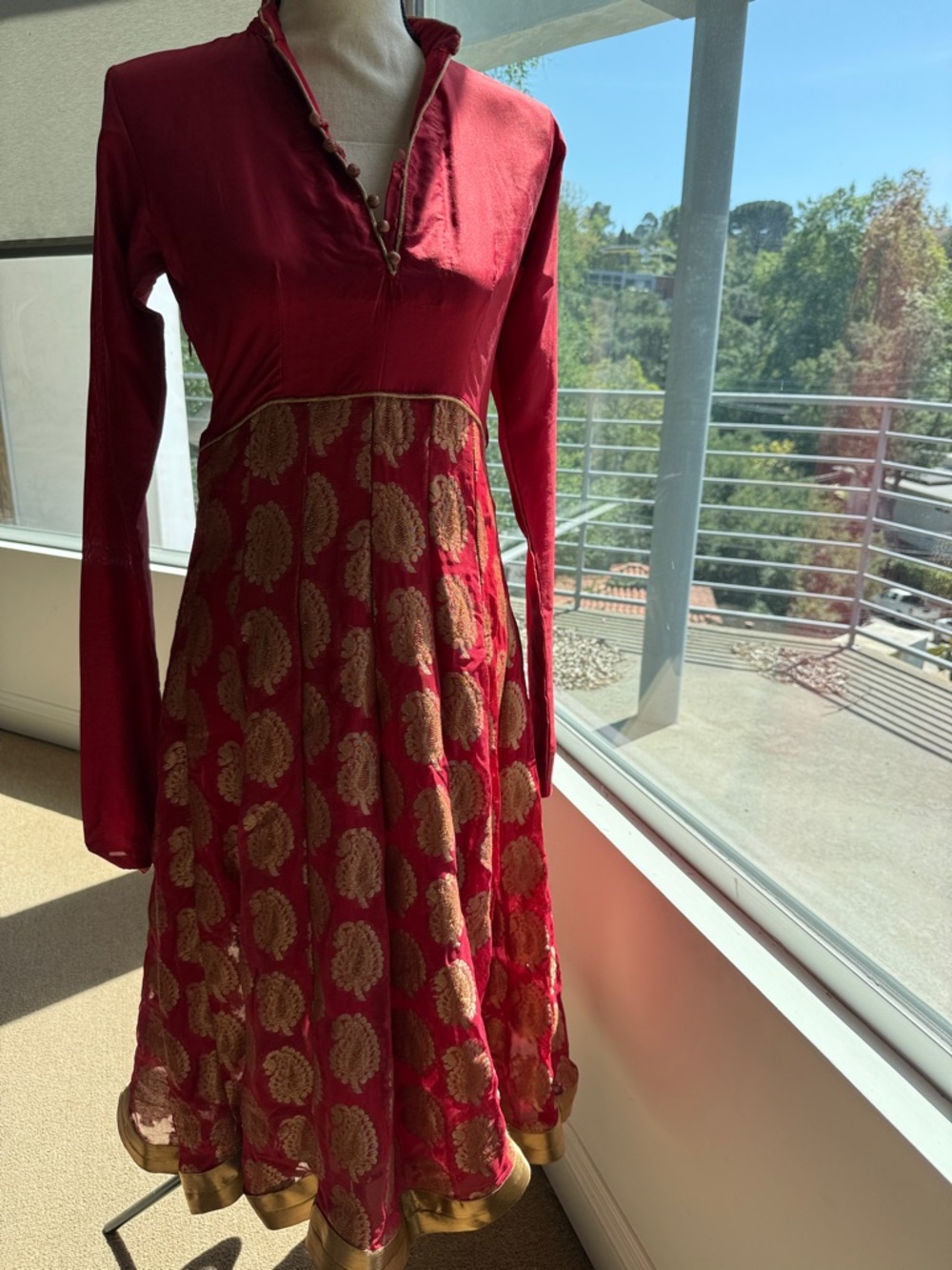 Red & Gold Embroidered Indian Anarkali Suit Set/ Dupatta – Formal Wedding Wear